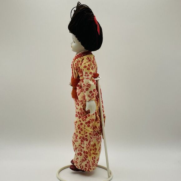Vintage Porcelain & Cloth Asian Style Doll 9" Cultural Clothing - Picture 4 of 8